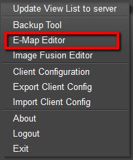 8.3 E-Map 8.3.1 E-Map Editing E-map is a graphical way to present cameras and I/O devices in order to give administrator an idea of where a camera is located, and the relationship among those devices.