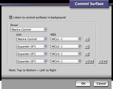 Figure 5-7 Control Surface dialog 6. Click the OK Button. Your device should now be controlling Digital Performer. If not: Make sure Digital Performer is the front-most application (i.e., the one receiving keystrokes and mouse clicks).