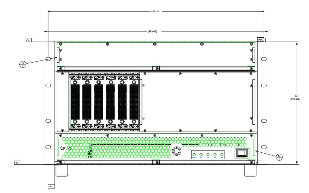 Front View A 6-slot backplane is shown, but