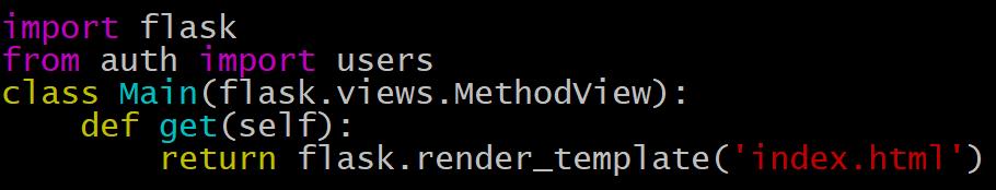 main.py (Part 1: get) MethodView for Main defines view for GET on '/'