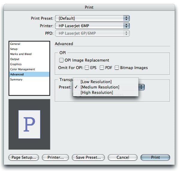Printing files with transparency When you want to print a document whether the output device is a relatively low-resolution proof printer or a high-resolution imagesetter all transparent objects in