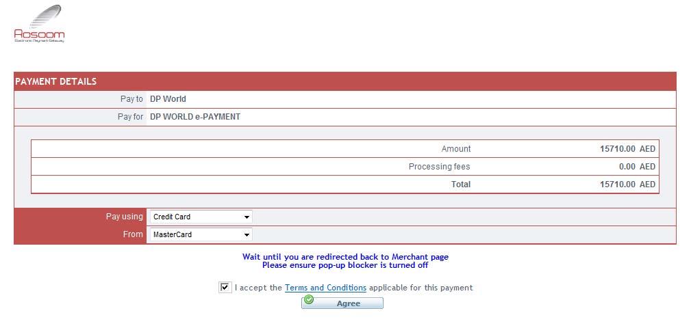Credit Card (Visa & Master) After clicking the agree button, system will redirect you to the payment page Note: system
