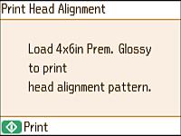 5. Select Print Head Alignment and press the OK button. 6. Press the start button to print an alignment sheet. Note: Do not cancel printing while you are printing a head alignment pattern. 7.