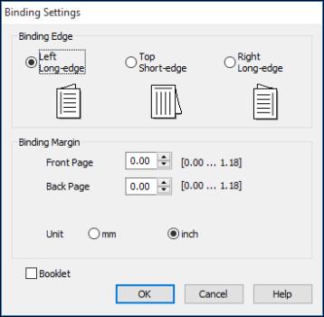 You see a window like this: 3. Select the double-sided printing options you want to use. 4. Click OK to return to the Main tab. 5.