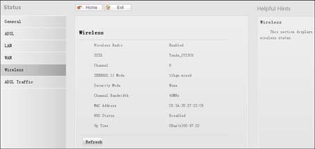(enabled/disabled), SSID, channel, network mode (802.