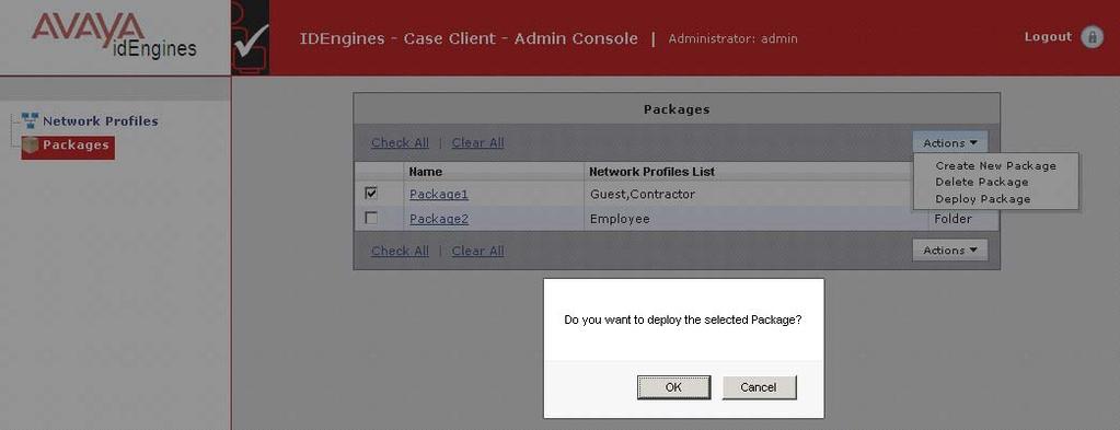 The CASE Administrative Console displays the following message: Do you want to
