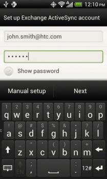 Set up work email You can add up to 15 Microsoft Exchange ActiveSync accounts on HTC One V. 1. From the Home screen, tap All Apps. 2. Sweep the screen, and then tap Settings. 3. Tap Accounts & sync.