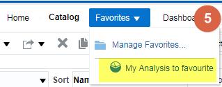 5. To access the favourite analysis in future select the dropdown for the favourite tab: