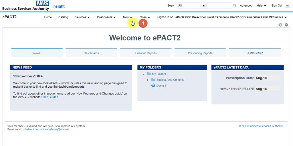 From the available list select epact2 Creating Content The way that content can be created has changed within