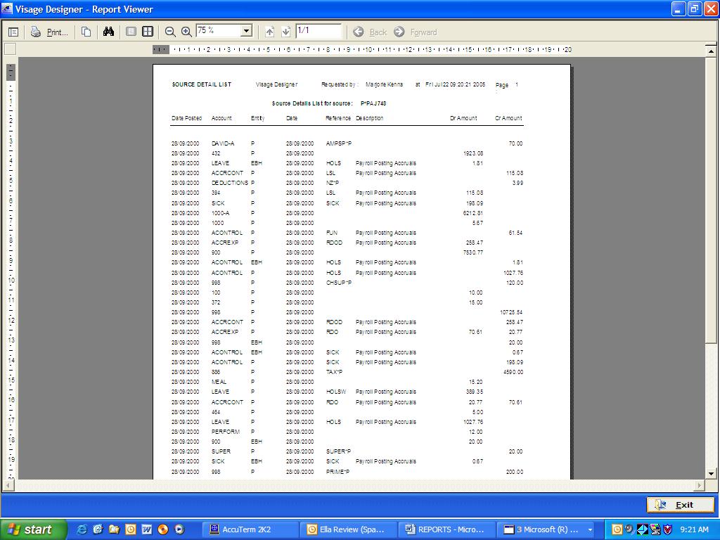 Report Examples Examples of Reports with Page Headers and Group Headers Figure 21: Example of Report with Column Headings The Page Header should contain the information that you wish to print on