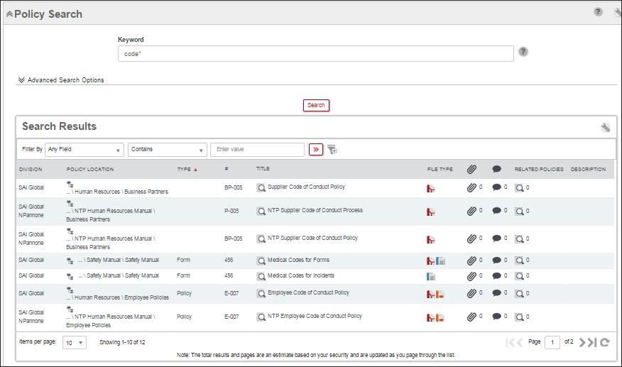 Policy Search Plug-In The Policy Search plug-in enables you to search for and view published (locked) policies that you have access to in your organization's policy catalog.