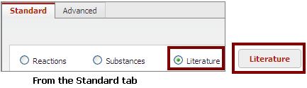 open the default Literature form. Click the Literature radio button on the Standard tab and then click the Literature button at the bottom to open the default Literature form.