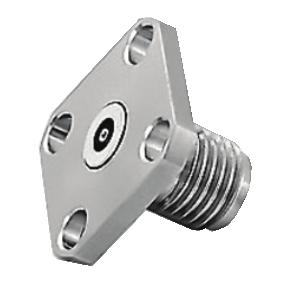 2.4mm Connectors 4-Hole Flange Mount Jack and Plug Receptacle Stainless Steel/Passivated