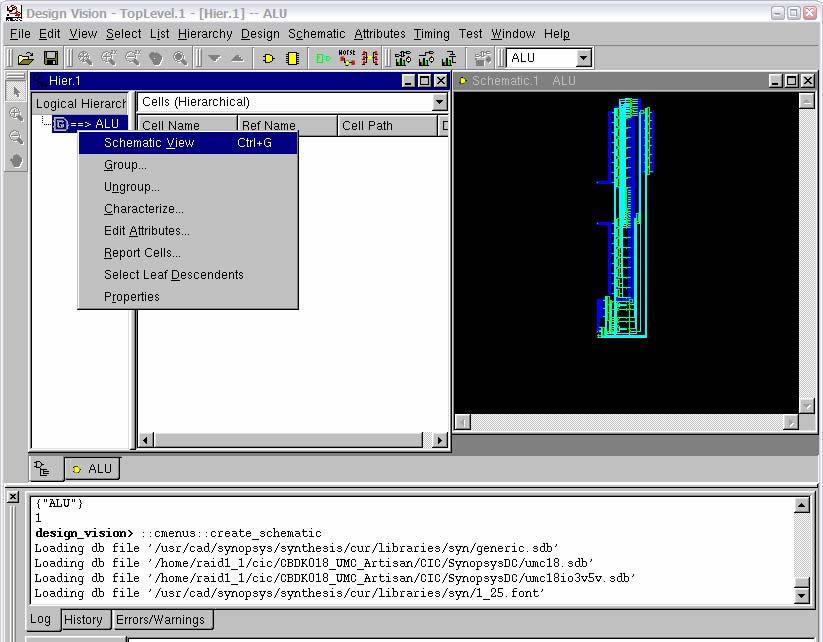 Schematic view Synopsys Design analyzer will translate verilog code into G-tech model.