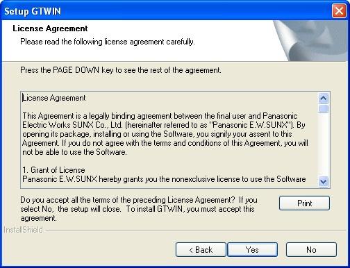 6. Confirm the licensing agreement. The licensing agreement confirmation box is displayed.