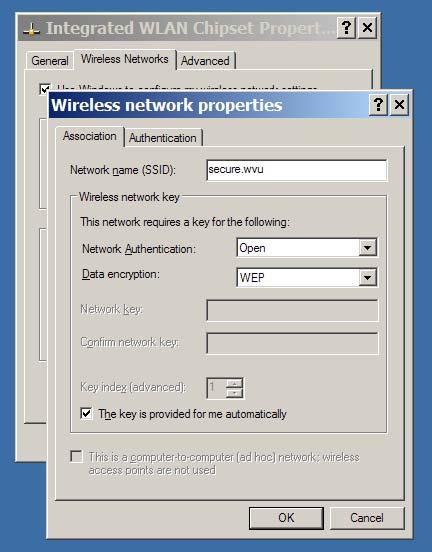 15. Enter secure.wvu in the Network name (SSID) text box.