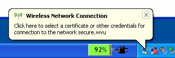 Establishing a Connection to the HSC LAN via Wireless connection 1. If you are within receiving distance of a WVU Wireless connection, your computer will automatically connect to the wireless network.