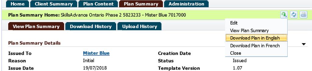 Step 4: Plan Summary Home Page Confirm information is correct.