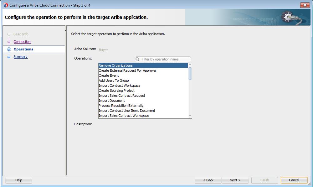 3. The Operations page prompts you to select the target operation that you