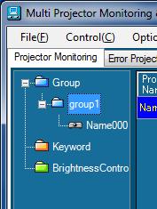 QQRegistering a Projector to a Group A projector can be registered to a group buy dragging the icon for the projector from the tree pane in the <Projector