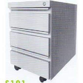 Code : S181 Size : 550(H) x 490(D) x 400(W)mm 2 Drawers Colour : Light Grey Steel Mobile Pedestal with