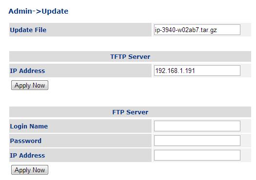 Click Apply Now button in Web-Gui / TFTP Server region Wait ~ 20 seconds until tftpd64 application screen will start to