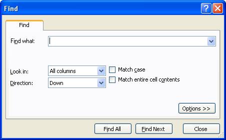 You can enter a partial word, a complete word, or multiple words. 4 (Conditional) Click Options to display the advanced Find options, or skip to Step 6.