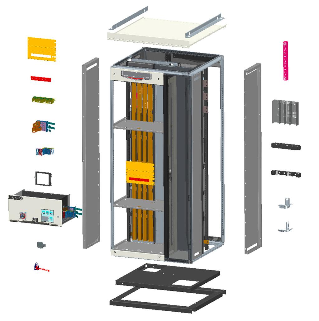 Susol LV Switchgear structure ❻ ❼ ❿ ❽ ❾ ❷ ❸ ❶ ❹ ❺ ❶ Basic Frame ❷ Corner piece ❸ Fixed Corner ❹ Bottom Plate ❺ Channel Base ❻ Top plate ❼ Lifting angle ❽ Left Barrier ❾ Right Barrier ❿ Main Busbar