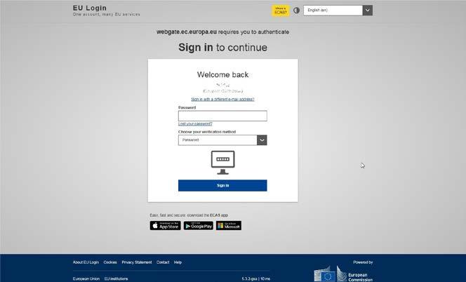 2. CREATING YOUR EU LOGIN ACCOUNT 1. Enter the following URL https://webgate.ec.europa.eu/pppams in your browser. The system automatically redirects you to the EU LOGIN page.