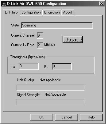 2. The D-Link Air DWL-650 Configuration screen appears. 3. Select the Configuration tab. 4. In the Mode field, enter Infrastructure. 5.
