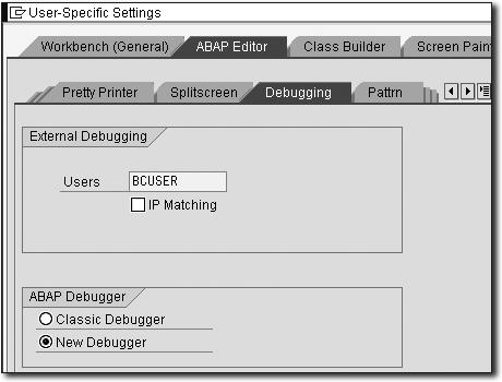 114 Chapter 5 ABAP Debugger Program Usage Figure 5.4 Dialog to Set the Default Debugger Note The following are the primary methods of starting the Debugger: 1.