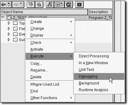 In the editing area, select the desired program line and select Set/Delete Breakpoint. Then start the program by selecting (Execute) Direct Processing or pressing (F8). 3.