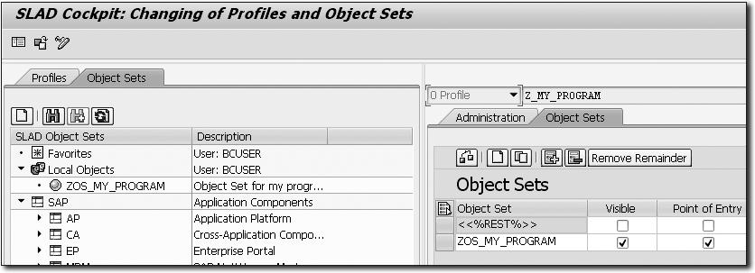 29 Add Object Set to Profile In the session with our problem report, you enter /h in the command box and
