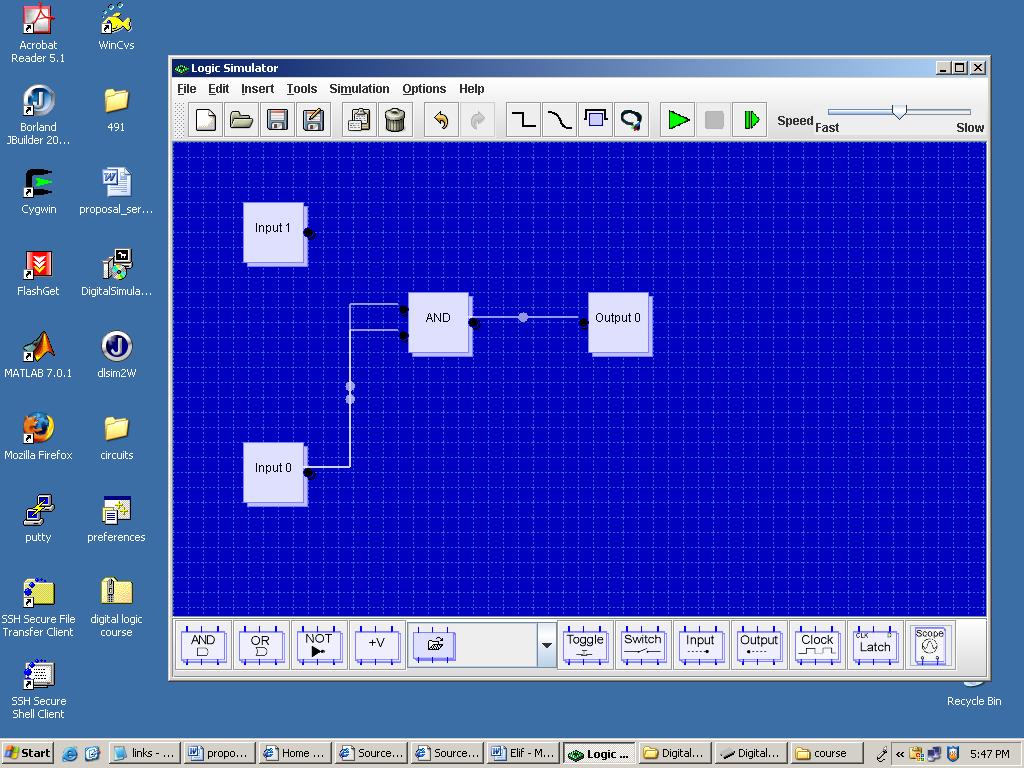 A screenshot for DLSim Digital Simulator The second one Digital Simulator is a more featured tool that allows users to design, simulate and output your digital circuit board designs.