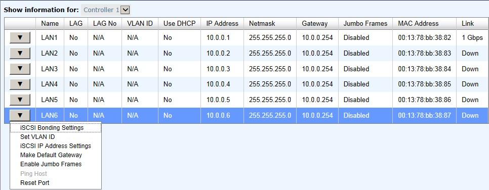 5.3 Host Port / iscsi Configuration The Host port / iscsi Configuration menu option is for accessing the Network Setup, Entity and isns Settings, iscsi Nodes, Active Sessions, CHAP Account and Fibre
