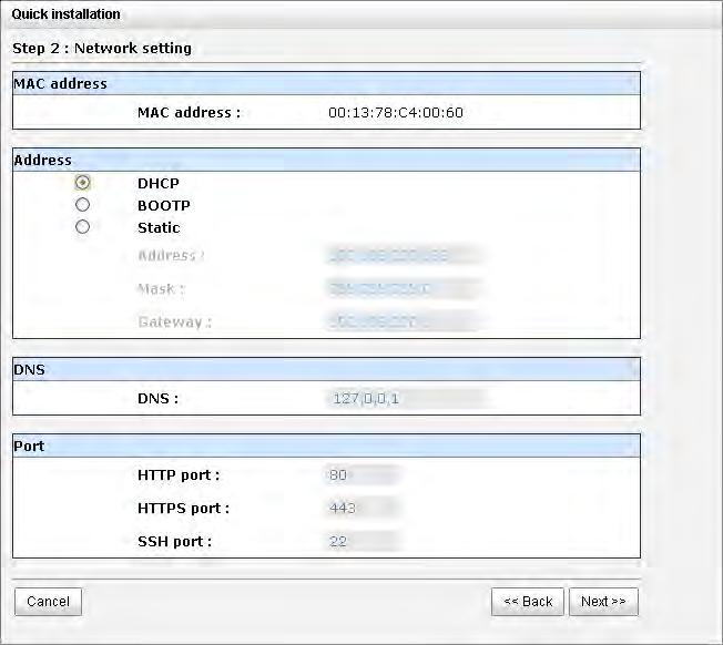 Step2: Confirm the management port IP address and DNS, and