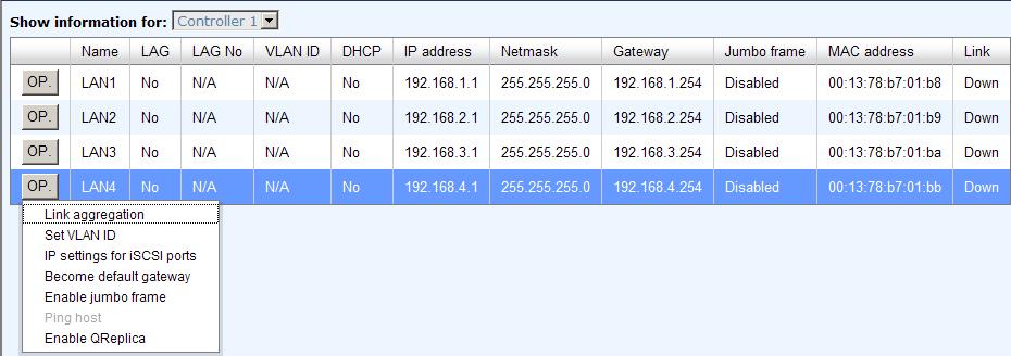 5.3 iscsi Configuration iscsi configuration is designed for setting up the Entity Property, NIC, Node, Session, and CHAP account. 5.3.1 NIC The NIC tab is used to change IP addresses of iscsi data ports.