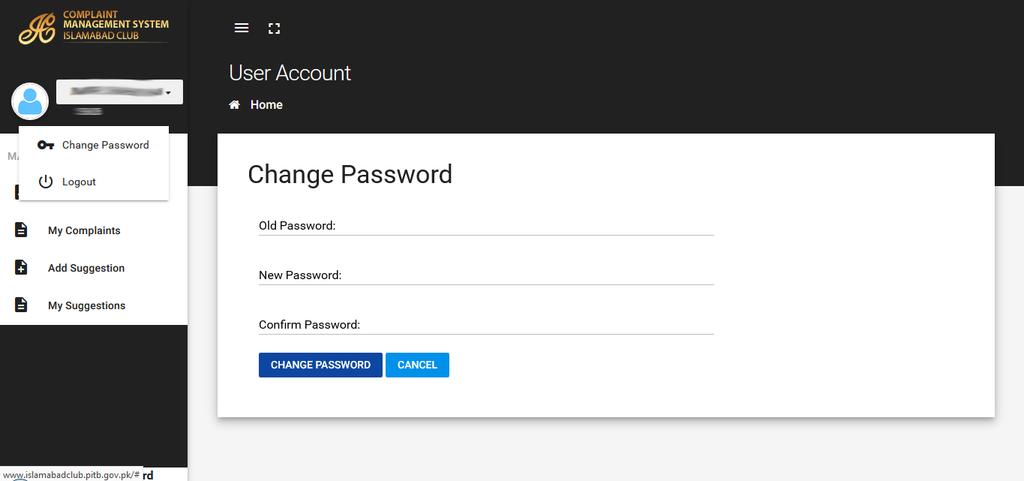 1.4. Change Password To change the password of the member s account, click on the member name on the left side