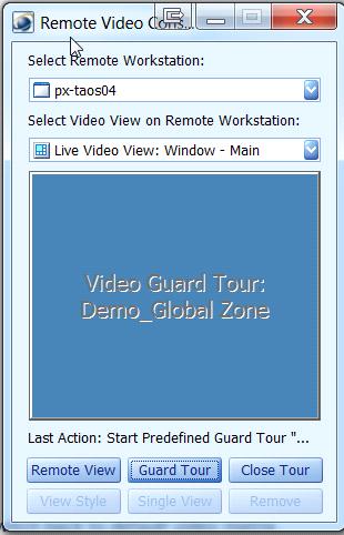 The Select Video Guard Tour dialog appears where you can select a predefined guard tour to push to the Remote Video Console.