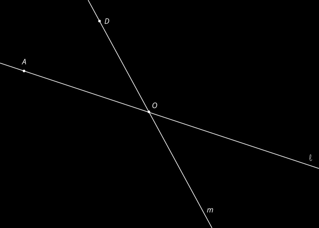 3. The diagram shows two lines and that intersect at a point with point on and point on. a. Rotate the figure 180 degrees around. Label the image of as and the image of as. b.