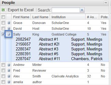 Clarivate Analytics ScholarOne Abstracts Review Administrator Guide Page 12 The assignments display.