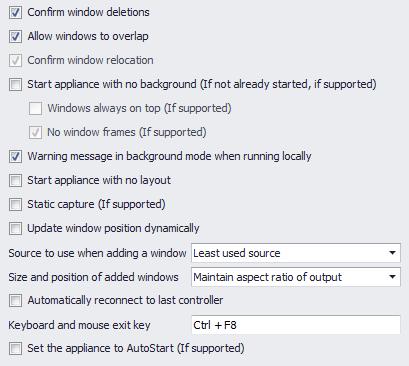 5.2 MuraControl settings MuraControl settings enable you to manage your windows and controllers.