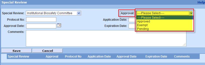 (Leave approval date blank if pending) If you select Approved status, then enter a date