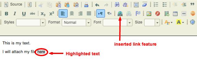 Under "Message", use the text editor to create and format the body of your calendar item 4.