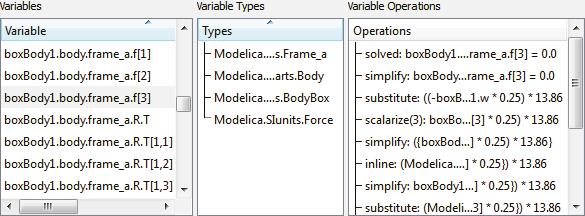 Figure 1. Transformations browser variables view with columns: Variables, Variable Types, Variable Operators. Figure 2.
