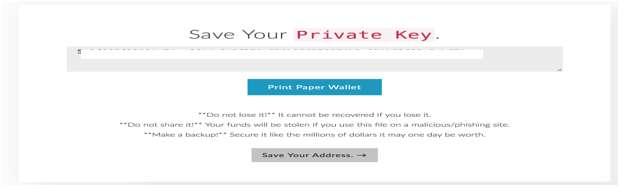 4 Copy and Save the Private Key in a safe place.