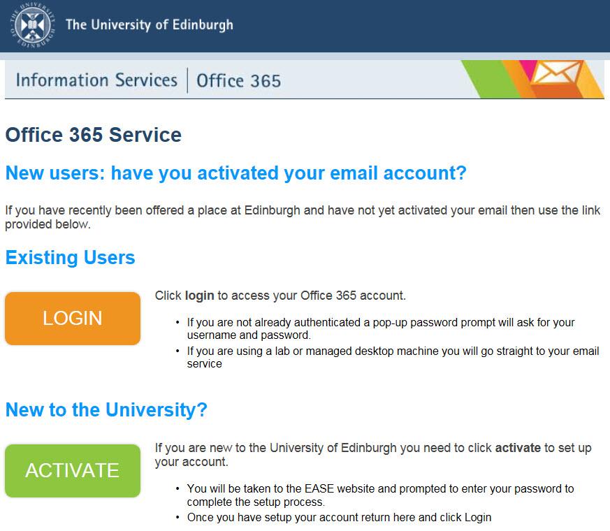 Office 365: Access MyEd: www.myed.ed.ac.