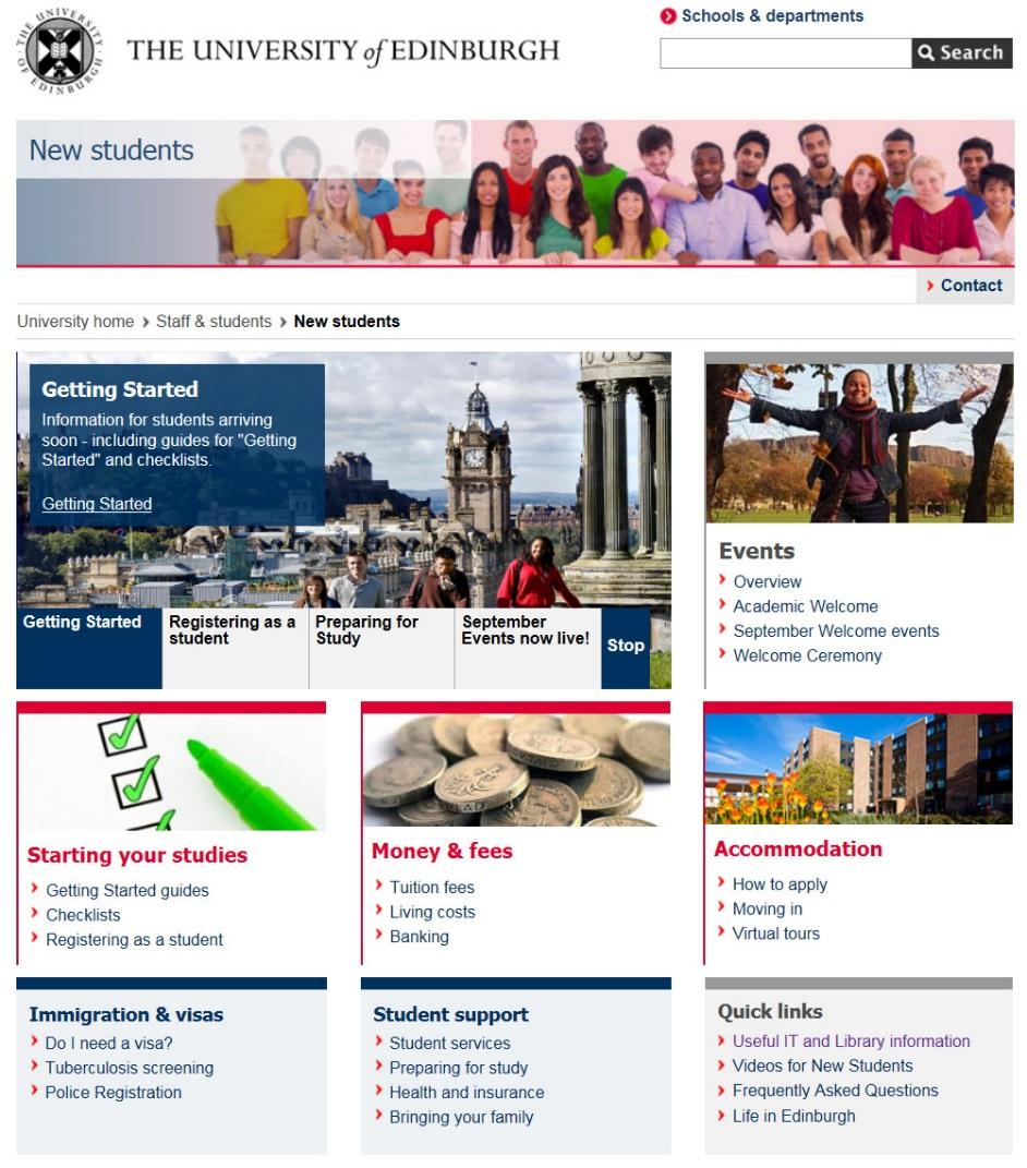 New students web page