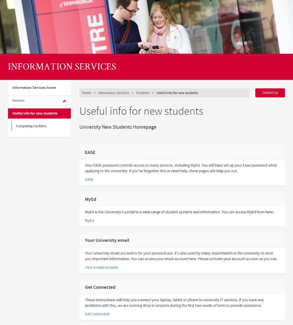Useful info for new students web