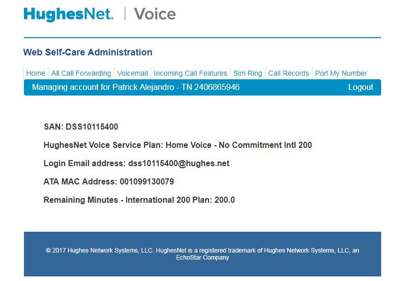 Hughes Voice Portal Manage Features Access via http://hcwsc.bigrivertelephone.